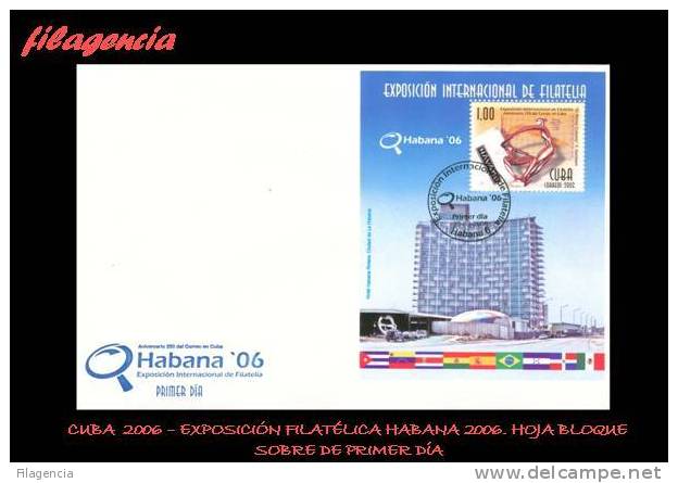 AMERICA. CUBA SPD-FDC. 2006 EXPOSICIÓN FILATÉLICA HABANA 2006. HOTEL RIVIERA. HOJA BLOQUE - FDC