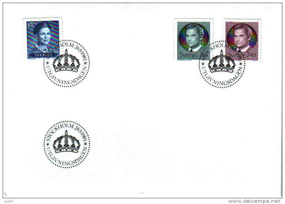 Enveloppe 1er Jour Suède - Stockholm 26/5/81 - Roi Charles XVI Gustave Et Reine Silvia - FDC