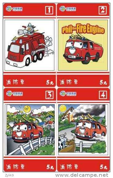 A04277 China Fire Engine 4pcs - Bomberos