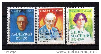 Brasil 1993 YT2141-43 ** Literatura: Mario De Andrade (1893-1945), Alceu Tristao (1893-1983), Gilka Machado (1893-1980) - Nuevos