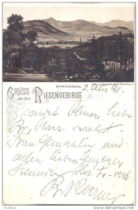 Gruß Aus Dem Riesengebirge Krkonose Karkonosze Schmiedeberg Vorläufer 2.8.1891 Kowary Jelenia Gora - Sudeten