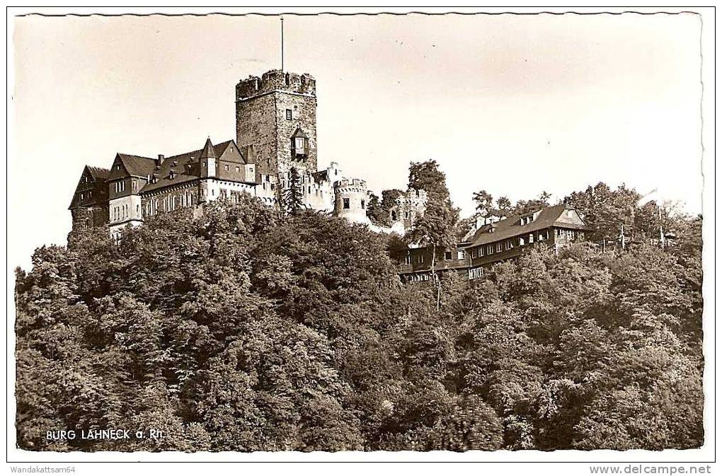 AK Am Schönen Rhein Burg Lahneck A. Rh. -9.9.60-19 (22b) OBERLAHNSTEIN H Werbestempel TOTO- ERGEBNISSE DURCH FERNSPRECH- - Lahnstein