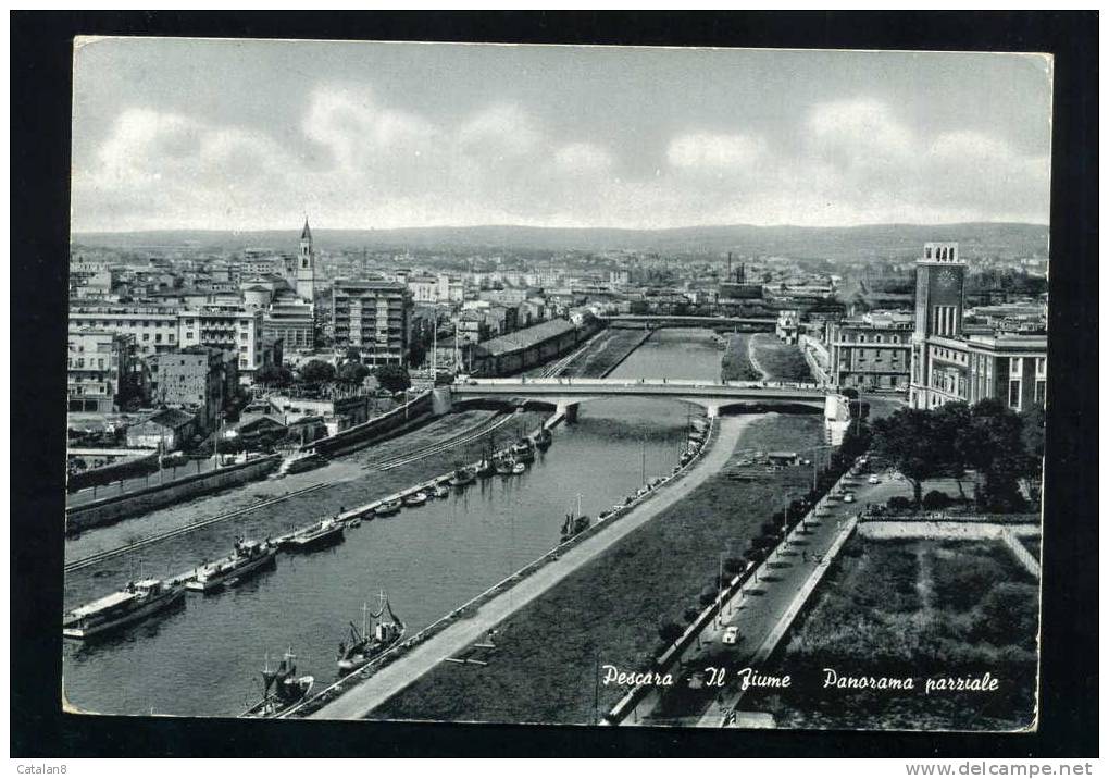 V1084 CARTOLINA ILLUSTRATA ABRUZZO PESCARA IL FIUME PANORAMA PARZIALE FG. V. - Pescara