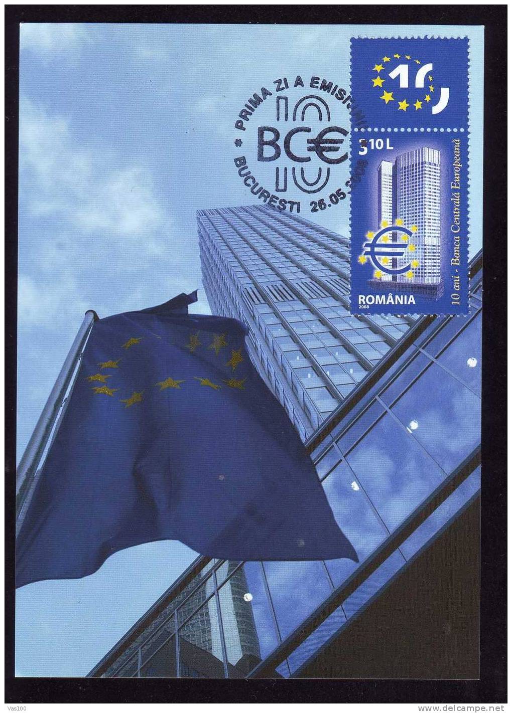 European Central Bank,EURO,Maximum Card 2008 Romania. - Münzen