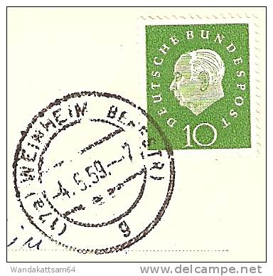 AK Weinheim A. D. B. Rathaus UHR BRUNNEN Briefkasten -4.5.59.--7 (17a) WEINHEIM BERGSTR) G Nach Laboe Bei Kiel - Weinheim