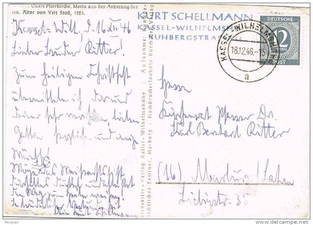 10651. Postal KASSEL- WILHELMSHOHE (Alemania) 1946.  Zona Anglo Americana - Otros & Sin Clasificación