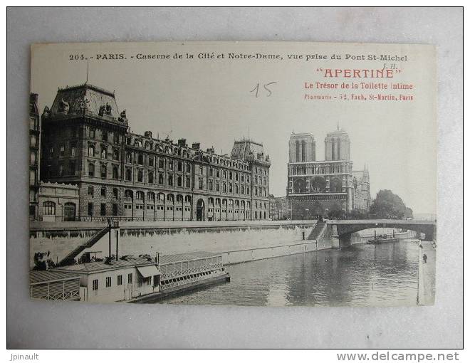 PARIS - Caserne De La Cité Et Notre Dame - Vue Prise Du Pont Saint Michel - The River Seine And Its Banks