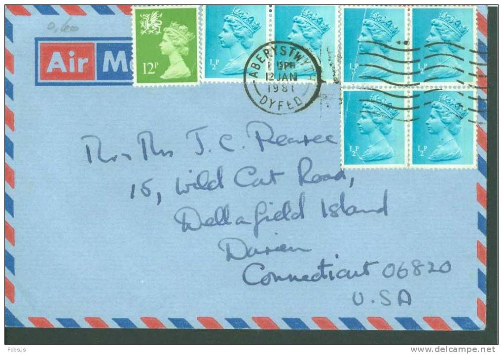 1981 ENVELOPPE ABERYSTWYTH TO USA - Ohne Zuordnung