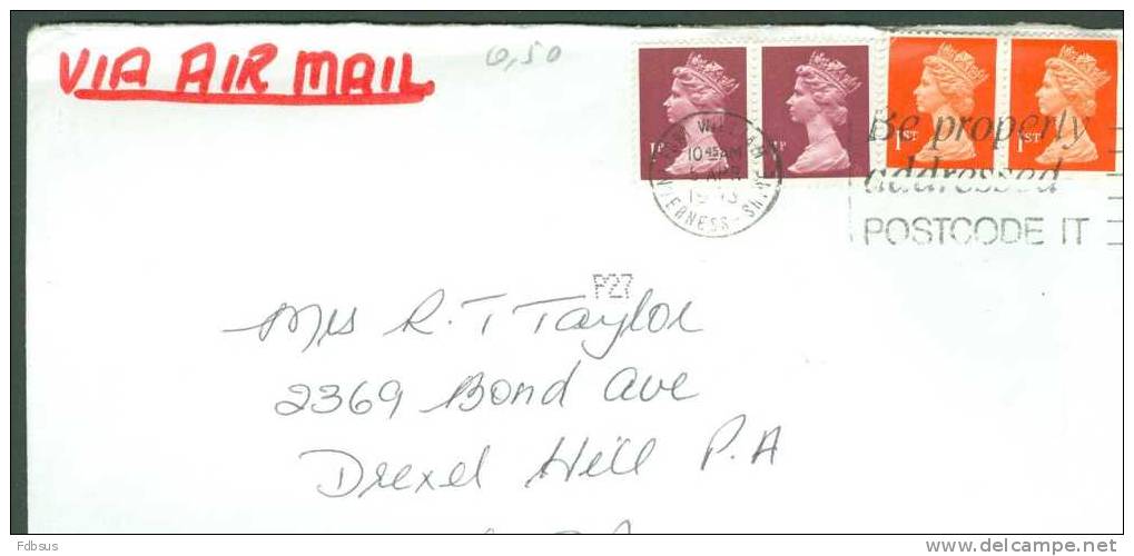 1973 ENVELOPPE FORT WILLIAM TO USA - Unclassified