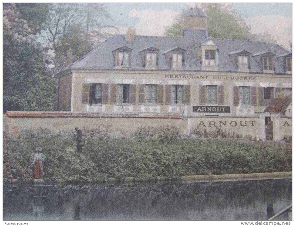 GOURNAY - Vue De L´Etablissement De La Mison Arnout - Restaurant Du Progrès - Animée - Voyagée Le 18 Avril 1912 - Gournay Sur Marne