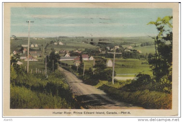 Hunter River, PEI Prince Edward Island, Canada, Town View Dirt Road, On C1930s Vintage Postcard - Autres & Non Classés