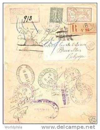 France-Belge / Belgium+many Countries Postmarks Perfin/Perfore Registered Cover 1913 - Perforiert/Gezähnt