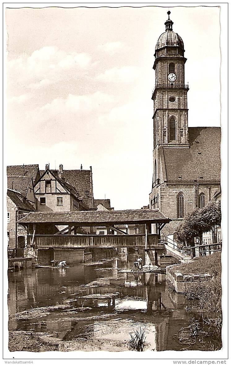 AK 19 Amberg / Opf. Partie An Der Vils Mit Schiffbrücke Blick Auf St. Martin Uhr 15.4.61.-11 (13a) AMBERG (OBERPF) 1 C - Amberg