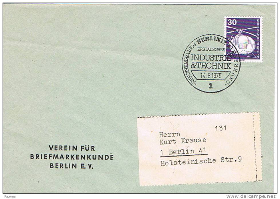 Carta, BERLIN 1975 (Alemania) , Cover, Lettre, Letter - Storia Postale