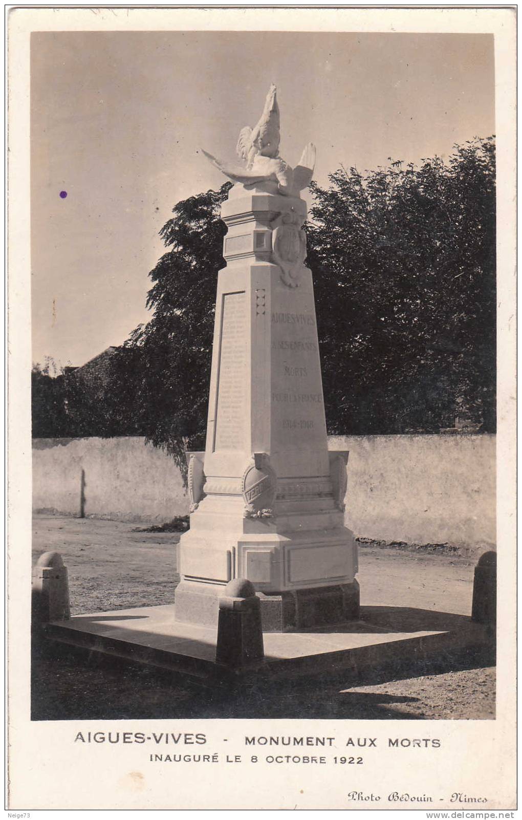 Cpa Du 30 - Aigues-Vives - Monument Aux Morts - Inauguré Le 8 Octobre 1922 - Aigues-Vives