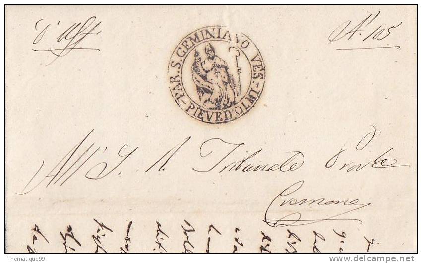 Lettre Préphilatélie En Franchise D'Italie (1862) Religion, Saint Géminien - Christendom