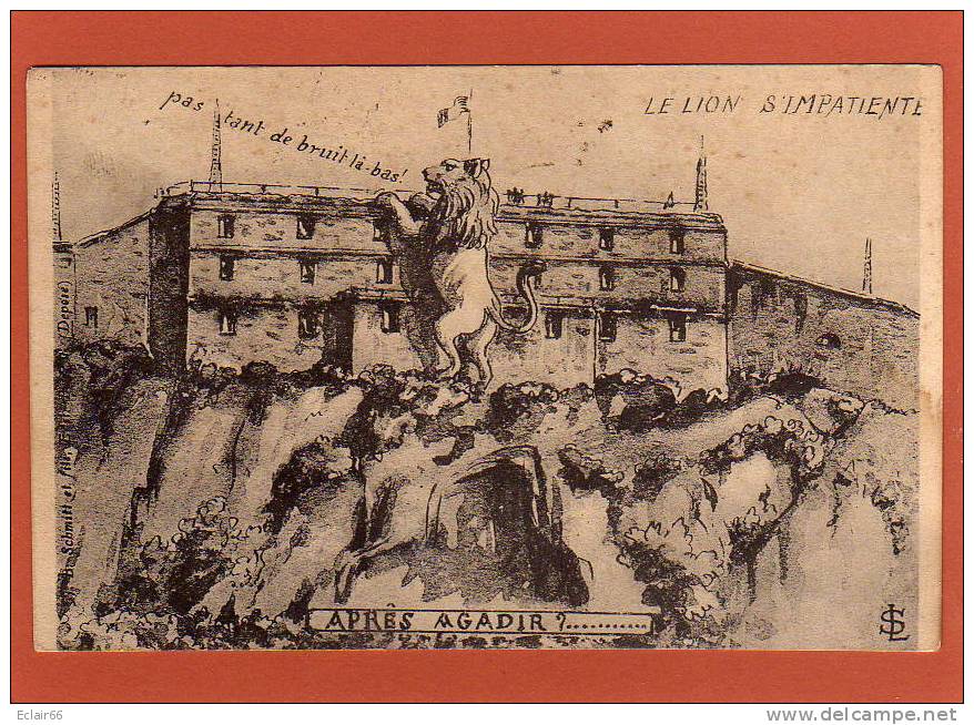 90  BELFORT - Le Lion S'impatiente Aprés Agadir - Alsace Loraine  Cpa   Année 1912 - Belfort – Le Lion