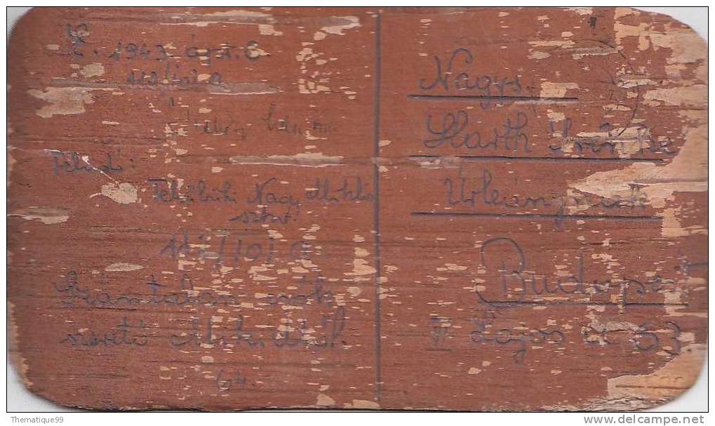 Carte De Franchise Militaire D'Hongrie En écorce (1941) Fieldpostcard In Wood, Felpostkarte In Holz - Alberi
