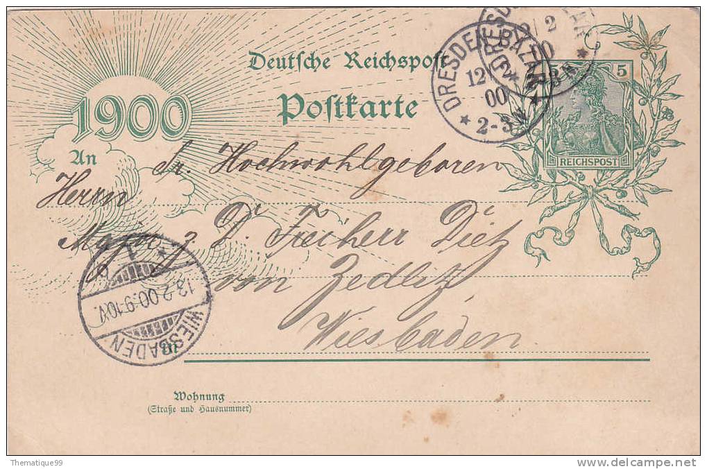 Entier Postal Allemand (1900) / Postal Stationery / Ganzsache : éléphant, Inde, Elefant - Olifanten