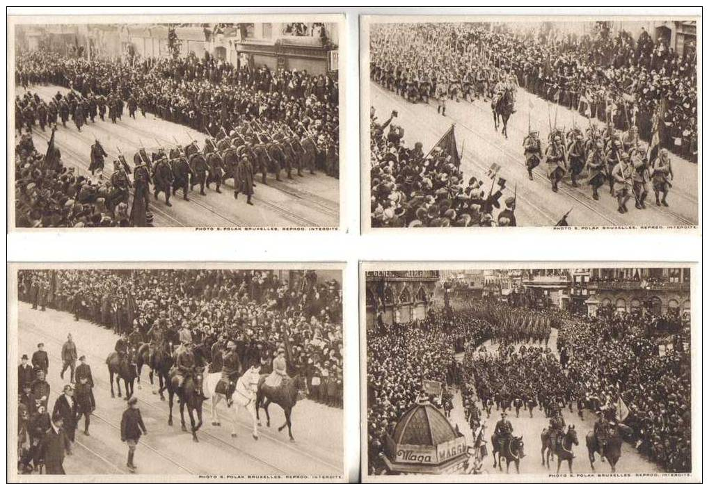 Cortège Historique De La Rentrée Triomphale Du Roi Albert Et Des Armées Alliées Bruxelles 22 11 1918  (11 Cartes - Personnages Célèbres