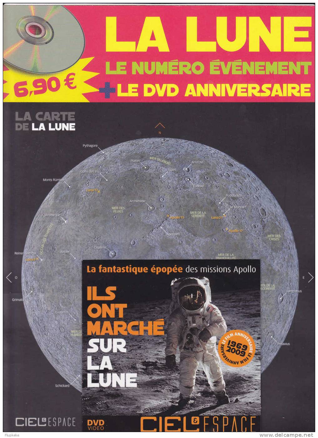 Ciel Et Espace HS 12 Juillet-aout 2009 La Lune (complet Avec DVD Et Carte Lunaire) - Luchtvaart