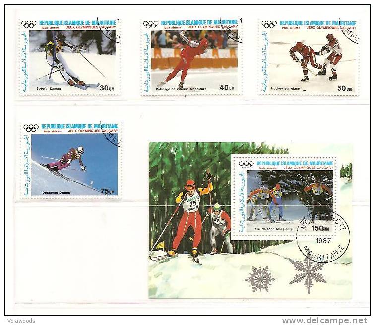 Mauritania - Serie Completa Usata + Foglietto: Giochi Olimpici Di Calgary 1988 - Winter 1988: Calgary