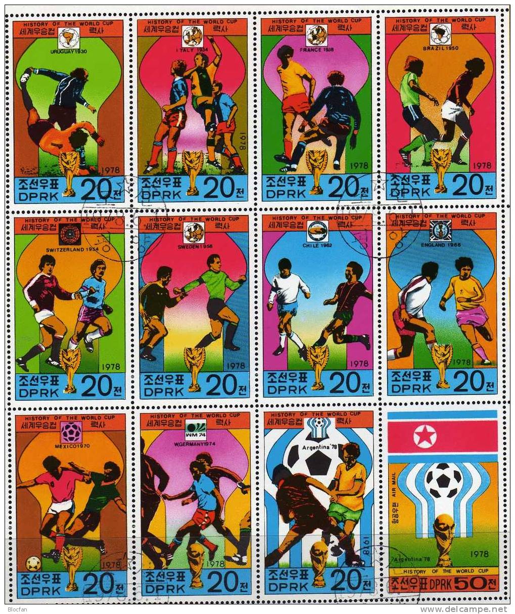 Endspiel 1978 Korea 1733/45,3x ZD,4x ER+12-Block O 24€ Fußball-WM Brazil D Chile France GB Italy Schweden Sheet Bf COREE - 1958 – Sweden