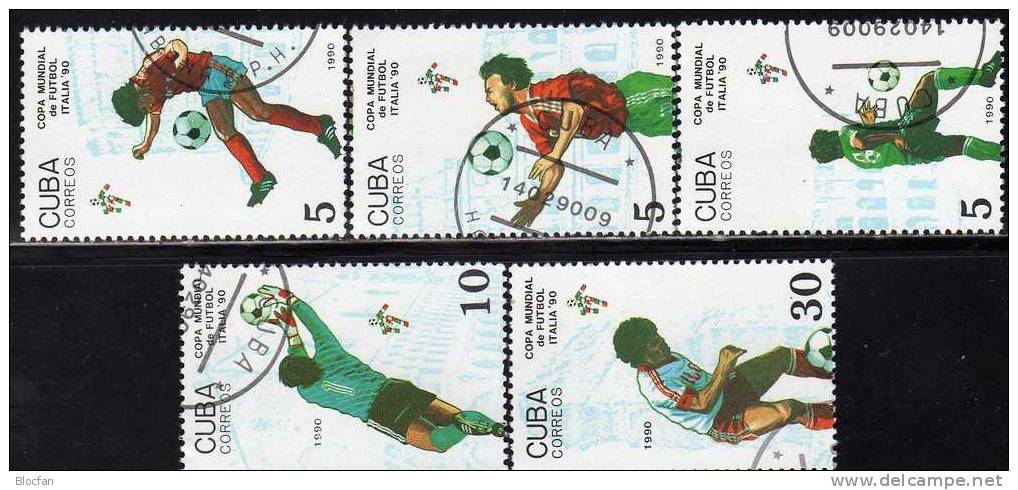 Fußball-WM Italien 1990 Kuba 3356-60 Plus ZD-Streifen O 2€ Fussball Ball-Dribbling Sport Set Soccer Se-tenant Of America - Soccer American Cup