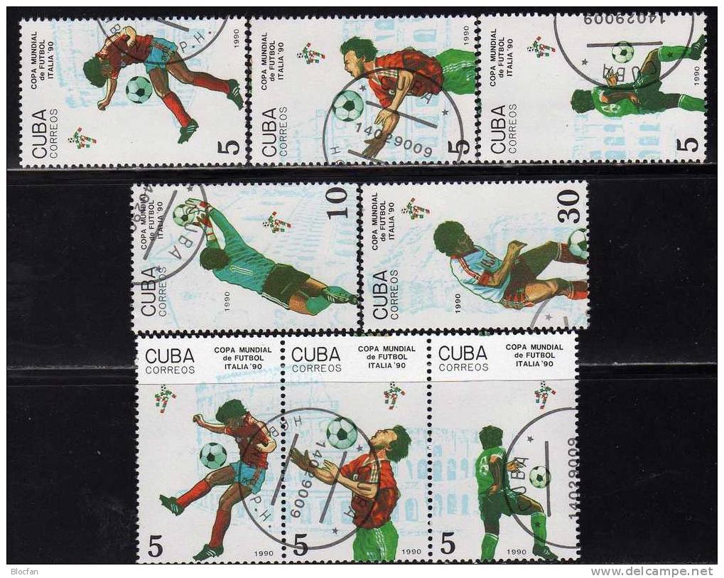 Fußball-WM Italien 1990 Kuba 3356-60 Plus ZD-Streifen O 2€ Fussball Ball-Dribbling Sport Set Soccer Se-tenant Of America - Coupe D'Amérique Du Sud Des Nations