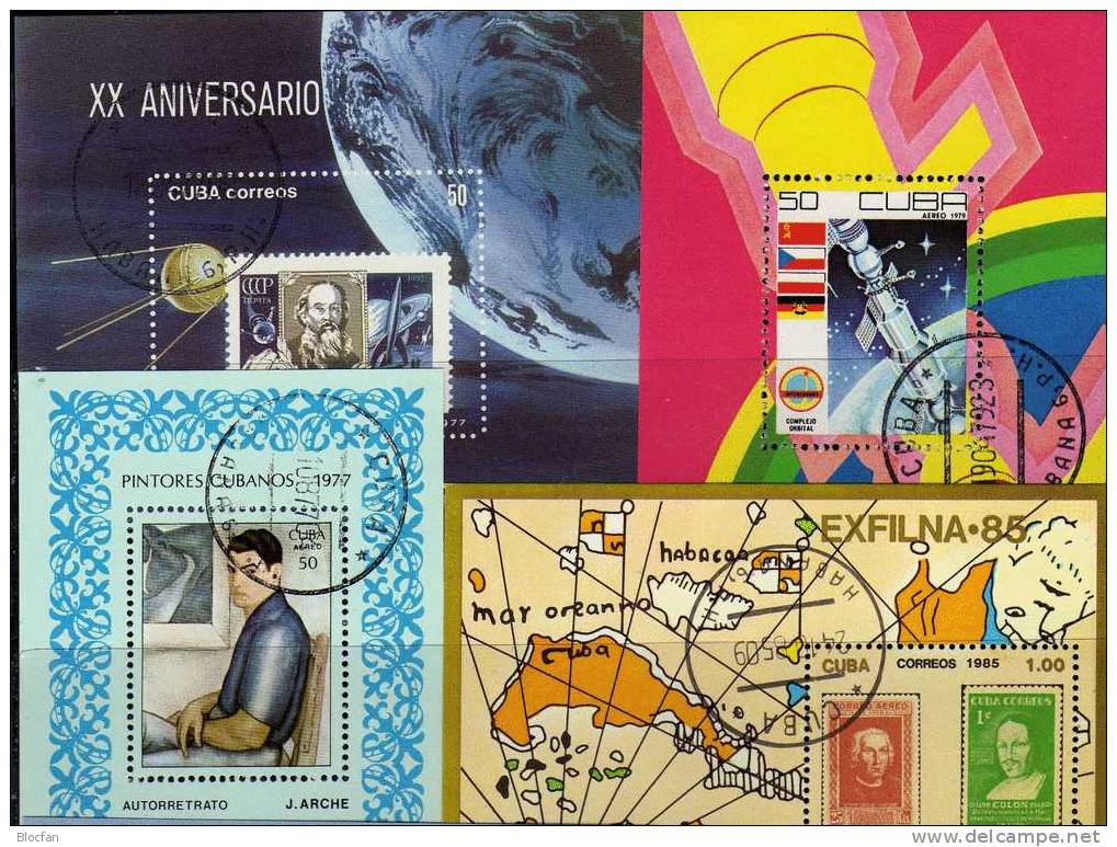 EXPO Kuba 6 Blocks O 20€ Kosmos Gemälde Blume Stamp On Stamp Bloque Hojita Hb Bloc Ms Topic M/s Philatelic Sheet Bf CUBA - Südamerika