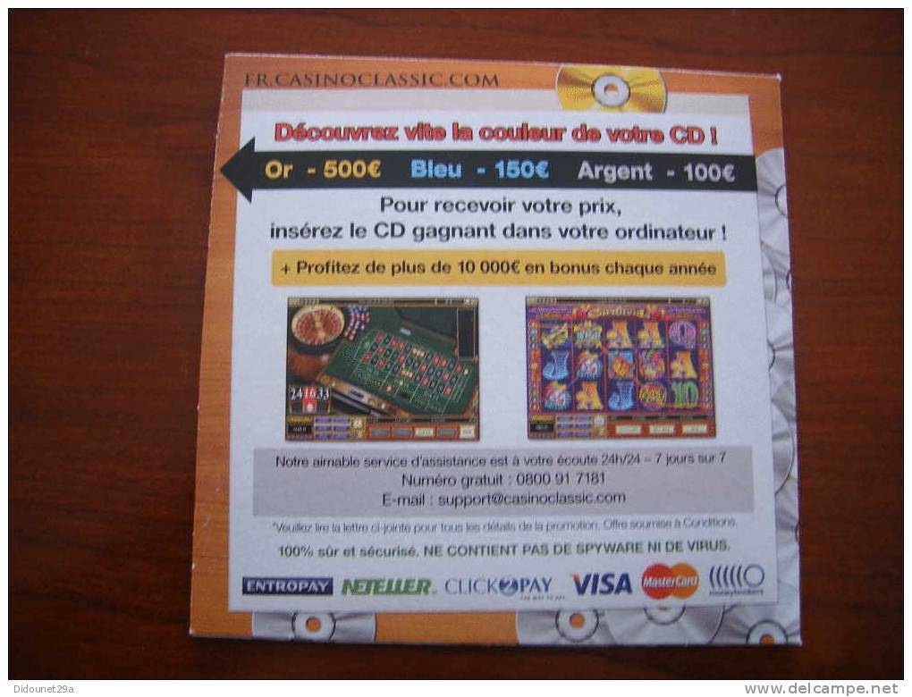 CD "Avez-vous Trouvé Un CD Doré?" (CASINO CLASSIC, 500€ De Bonus Gratuits) - CD