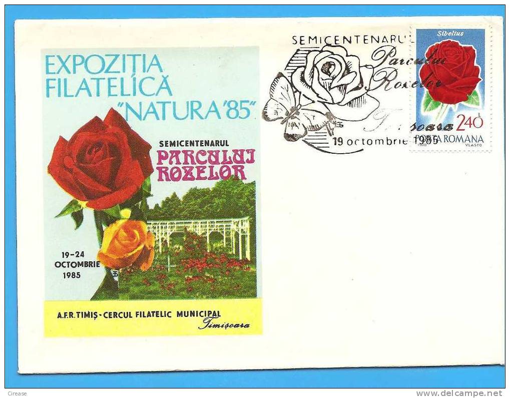 ROMANIA 1985 Cover.Timisoara 50 Years Rose Park - Rozen