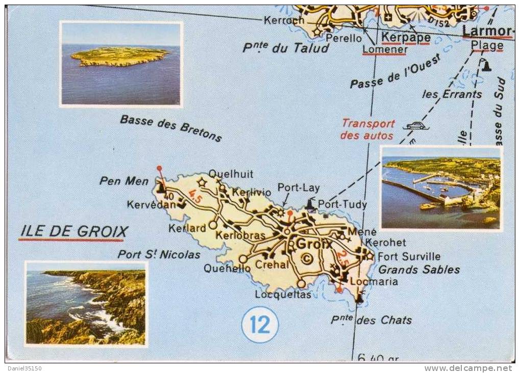 C. 873 - ILE DE GROIX Vue Générale, La Côte Sauvage Et Port-Tudy D'après Carte Michelin  CPM écrite En 1973 Grand Format - Groix