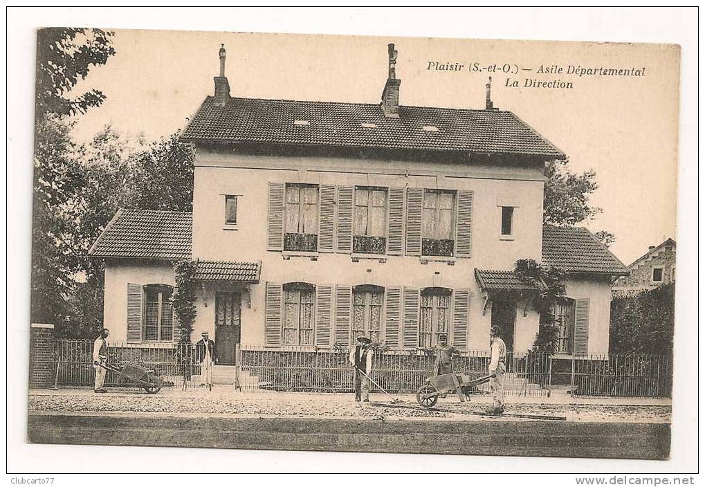 Plaisir (78) : Maison De Direction De L'Asile Départemental, Travaux De Terrassement Environ 1910 (animée). - Plaisir