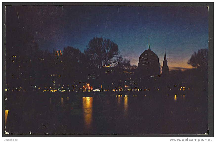 A492 Park Square And Bay Skyline At Night From Pubblic Garden - Nuit, Nocturn, Night / Viaggiata 1961 - Boston