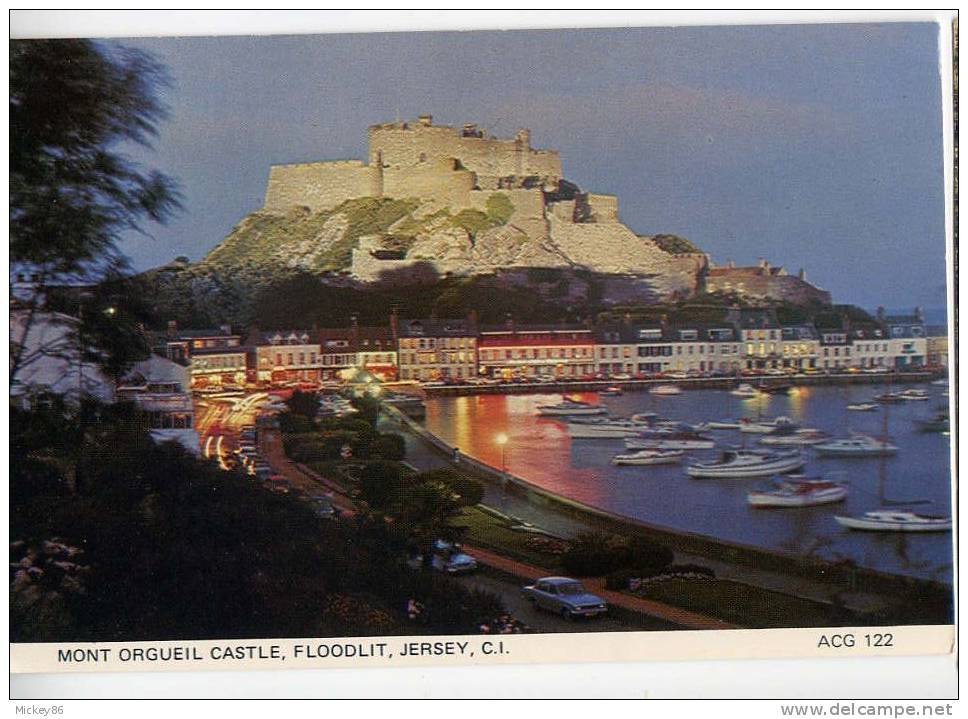 U-K---JERSEY--datée 1977--Mont Orgueil  Castle, FLOOLIT-----cpm  N° ACG 122 - Autres & Non Classés