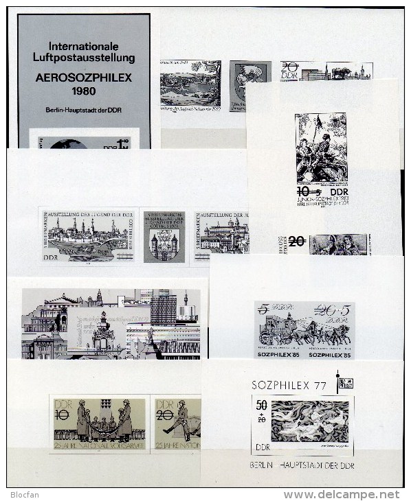 EXPO 8 Schwarzdruck-Blocks 1977-1985 DDR SD-Block 1-9 ** 37€ Bloque Hojita Philatelic Blocs Black Print Sheet Bf Germany - Kilowaar (max. 999 Zegels)