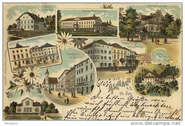 AK OBERÖSTERREICH ASCHACH LITHO OLD POSTCARD 1901 - Autres & Non Classés