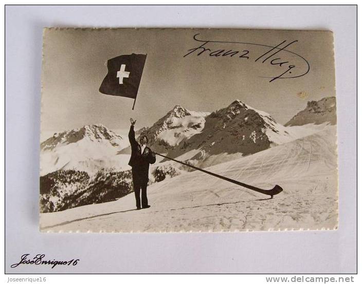 FRANZ HUG - CAMPEON OLIMPIADAS 1936 - POSTAL CONMEMORATIVA - Mountaineering, Alpinism