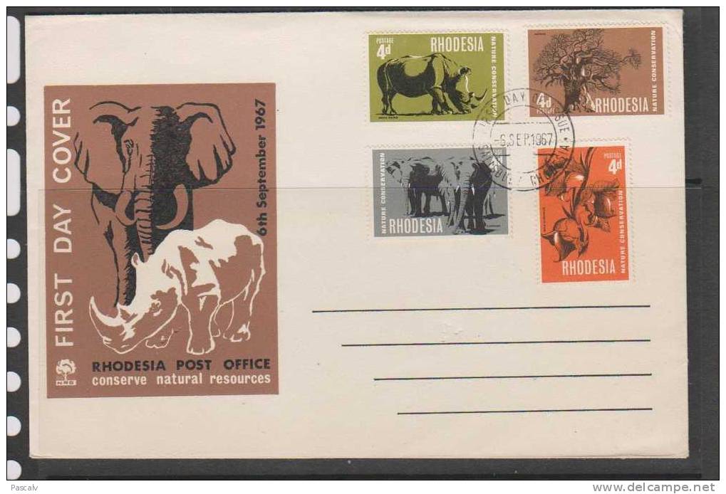 Rhodesie Sur FDC éléphant Rhinocéros - Olifanten