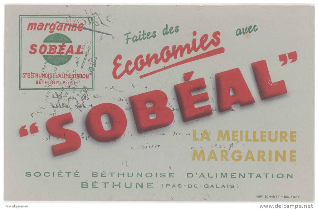 BUVARD PUBLICITAIRE MARGARINE SOBEAL - M