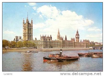 London - The Houses Of Parliament On The Bank Of The Thames At Westminster - River Thames