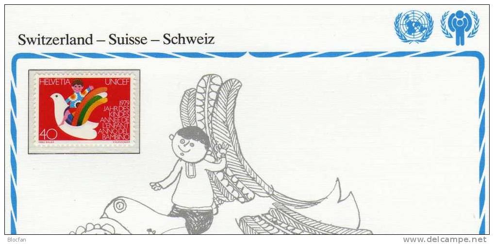 Gedenkblatt Zum Kinder-Jahr Schweiz 1162 ** 1€ Kind Mit Weisser Taube - Duiven En Duifachtigen