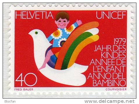 Gedenkblatt Zum Kinder-Jahr Schweiz 1162 ** 1€ Kind Mit Weisser Taube - Pigeons & Columbiformes