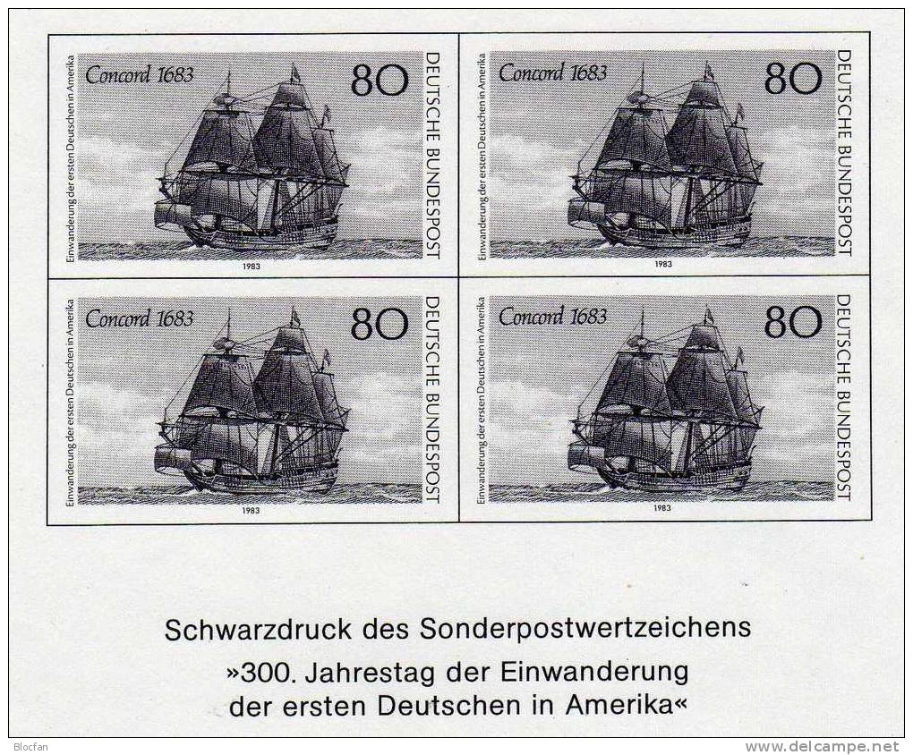 SD 8 Jahresblock 1983 BRD 1180 **/o Plus Schwarzdruck 53€ Einwanderer In Amerika - Us Independence