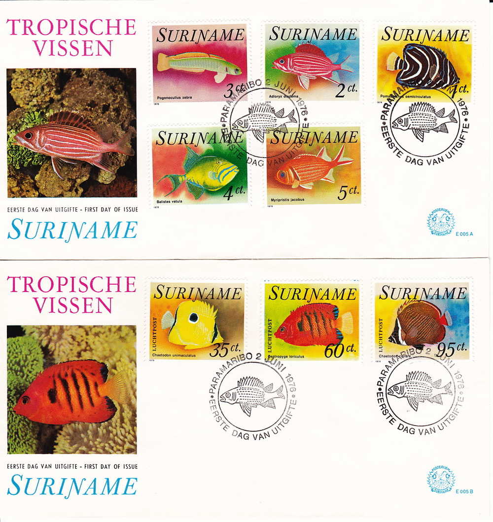 1976  Tropische Vissen  Poissons Tropicaux, Tropical Fishes Complete Set - Surinam