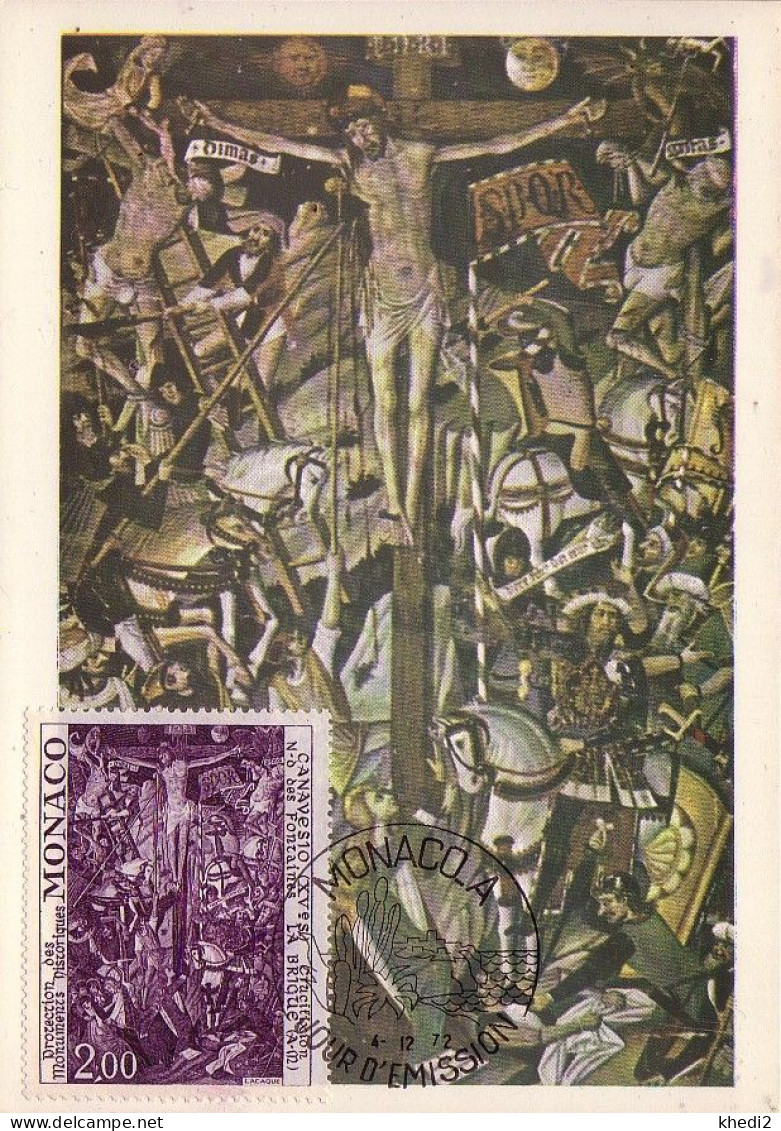 Carte Maximum CM Monaco Peinture - Crucifixion Christ - Eglise La Brigue - Painting Maxi Card - Kunst Maxikarte MK - Cartes-Maximum (CM)