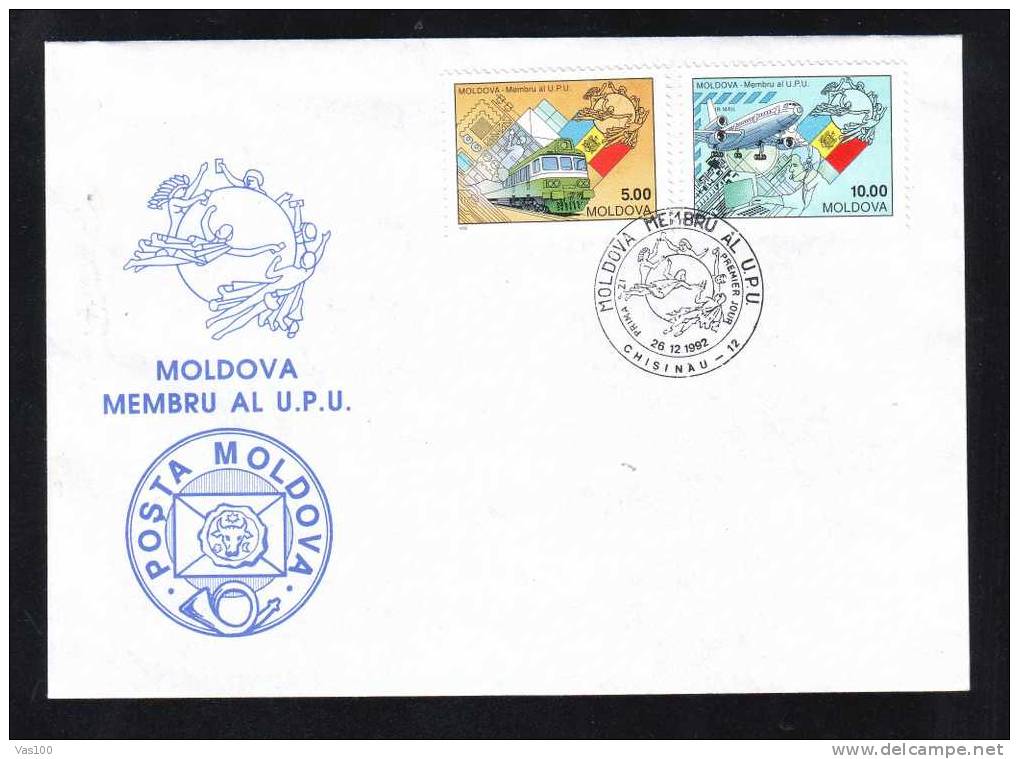 Moldova UPU Member 1992 Train Cover FDC. - U.P.U.