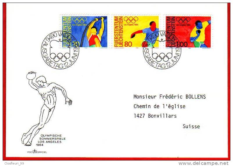 Liechtenstein, Très Belle Lettre FDC Pour Los Angeles 1984, Lettre Adressée, Ayant Circulé.. - Ete 1984: Los Angeles