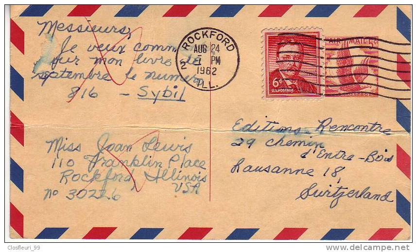 Entier Postal (Entire) Rockford 1962 - Lettres & Documents